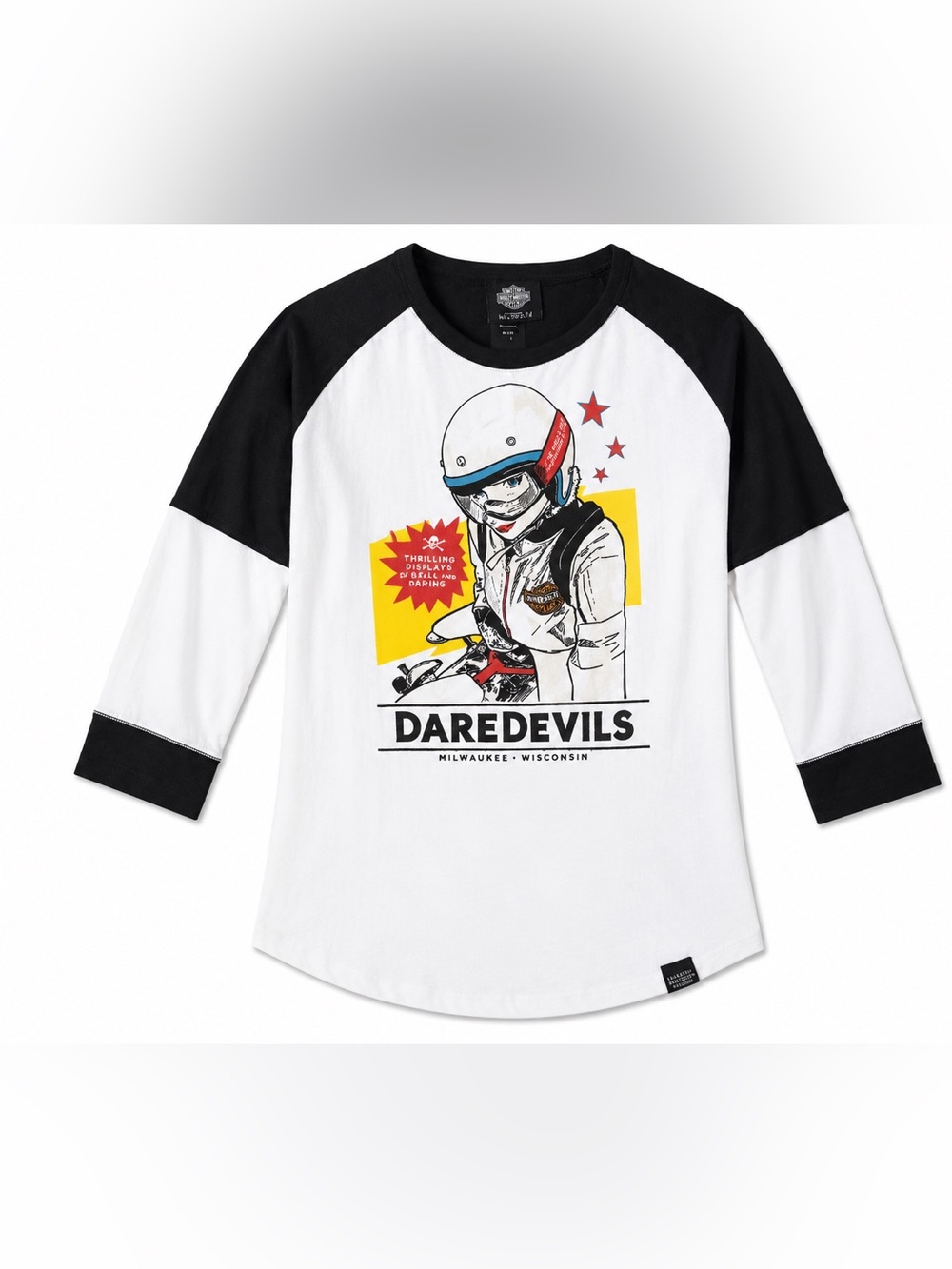 Harley-Davidson Museum Daredevils 3/4 Sleeve Raglan Graphic Tee M